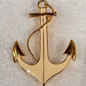 Nautical anchor brooch signed
